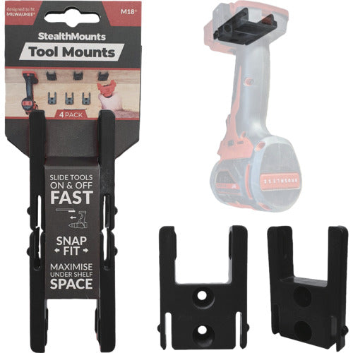 Stealth Mount Tool Mount Stealth Mount for Milwaukee M18 (4 pieces) Black TM-MW18-BLK-4 1 piece