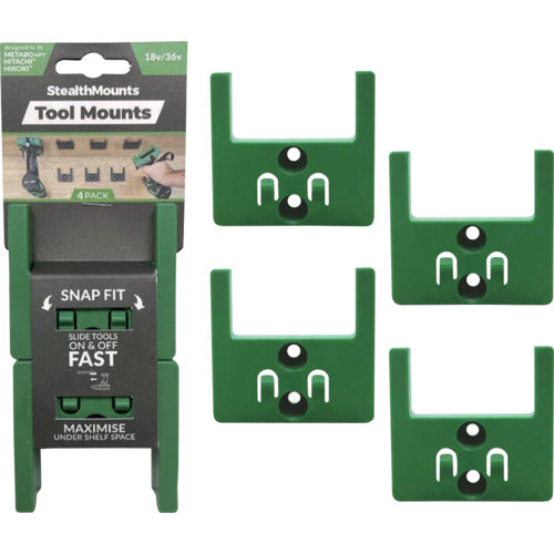 Stealth Mount Tool Mount for HiKOKI/Metabo HPT/Hitachi 18V (4 pieces) Green TM-MHH18-GRN-4 1 piece