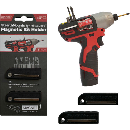Stealth Mount Bit Holder for Milwaukee M12 (2 pieces) Black BH-MW12-BLK-2 1 piece