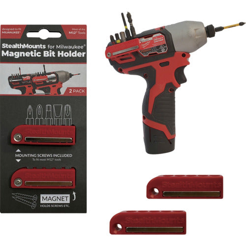 Stealth Mount Bit Holder for Milwaukee M12 (2 pieces) Red BH-MW12-RED-2 1 piece