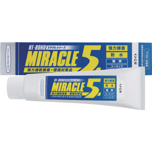 Hermetic Multi-Purpose Elastic Waterproof Adhesive Miracle 5 White 135ml MIRACLE5W135 1 pc