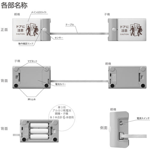 KING JIM Door Notification Light Wired Type Light Gray 6 AA Batteries Battery Life Approx. 2 Years TAL15-LG 1 Piece