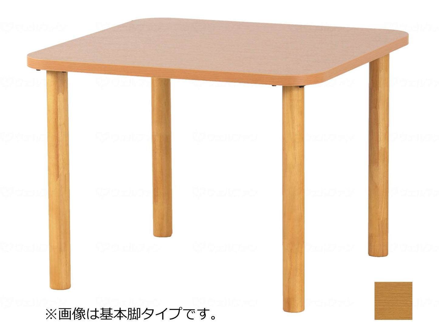 グローリープラン抗ウイルスメラミンテーブル ライトブラウン 90*90cm基本脚