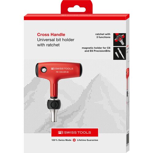 PBスイスツールズ ラチェット付クロスハンドルビットホルダー 箱入り 1255.MR-80CBB 1 本