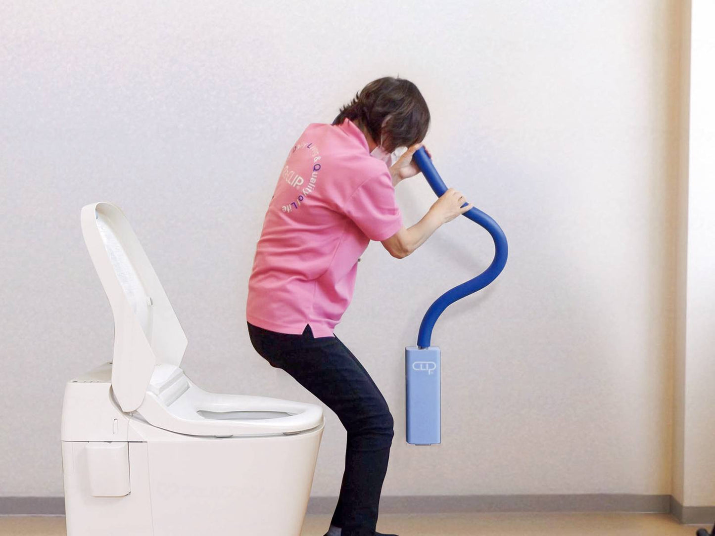 東海技研工業ラ・クリップトイレ用 ブルー 左壁取付用