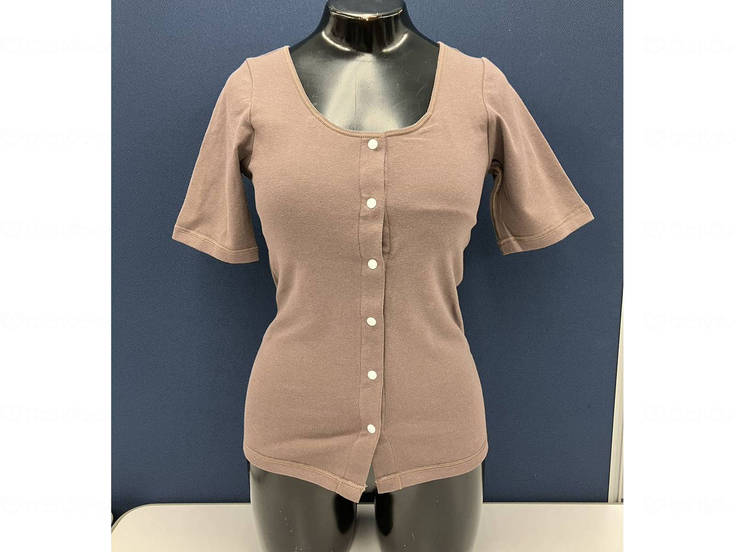 kuraimu Front opening cupped 3/4 sleeves Brown M