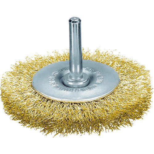 LESSMANN Shafted Wheel Brush, Brass Plated Steel Wire, 0.25, φ40, 414752, 1 pc