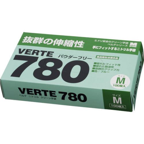 ミドリ安全 ディスポタイプニトリル製ソフト手袋 Mサイズ (100枚入) VERTE-780-N-M 1 箱