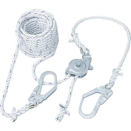 TSUYORON Lifeline with tensioner for horizontal movement GCH-15 Tensioner GC Harip + horizontal lifeline Three-stranded nylon rope φ16 x 15m GCH-15-BX 1 piece