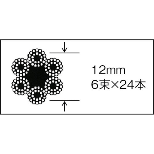 TRUSCO JIS standard plated wire rope (6X24) Φ12mmX10m JWM-12S10 1 roll