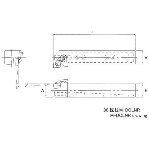 THECUT 溝入れ・突切り工具 芯高調整機能付バイトホルダー アジャスタ王 幅20×高さ20×全長125mm M-DCLNR2020K-12 1 個