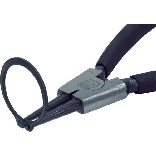 TONE スナップリングプライヤ(ストレートタイプ 軸用) 全長140mm リング使用範囲3〜10mm SRPS-125F 1 丁