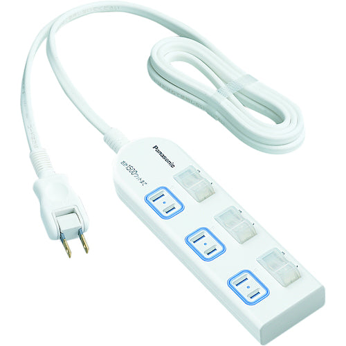 Panasonic Extension Cord The Tap X with Individual Waterproof Switches, 3 Outlets, 2m Cord, WHA25234WP, 1 Piece