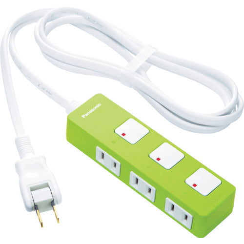 Panasonic Extension Cord The Tap Z 3 Outlets 2m Cord Green WHS2523GP 1 pc
