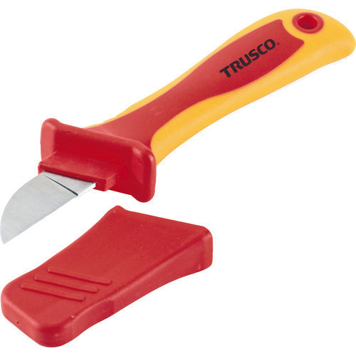 TRUSCO Insulated Electrician's Knife (Straight Blade Type) 200mm TZEN-200S 1 Piece