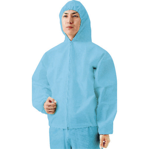 TRUSCO Non-woven Disposable Protective Clothing Hooded Jumper, Size L, Blue, TPC-FLB, 1 Piece