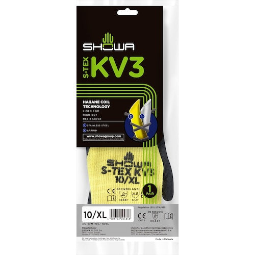 SHOWA Cut-Resistant Gloves Haganecoil S-TEX KV3 XL Size S-TEX KV3-XL 1 Pair