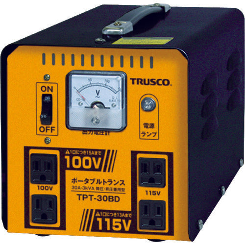 TRUSCO Portable Transformer 30A 3kVA Step-down/Step-up Compatible Type TPT-30BD 1 Unit