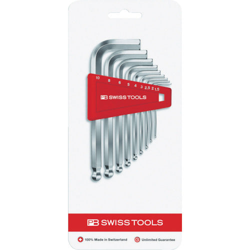 PB Swiss Tools Ball Head Hexagonal Wrench Set 7 Pieces (Blister Pack) 212H-6CN 1 S
