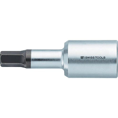 PB Swiss Tools Hexagon Bit Socket, Diagonal Dimension 7mm, Insertion Angle 9.5mm, Total Length 55mm, V10-210-7, 1 pc