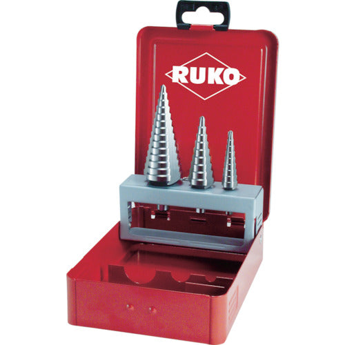 RUKO 3-blade spiral step drill, set of 3, high speed steel, 101326 1 S