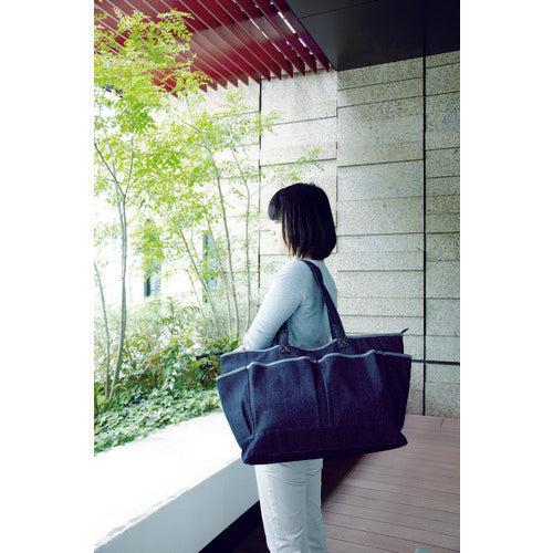 TRUSCO Denim Tote Bag, Large Size, Black, TDC-B103, 1 pc