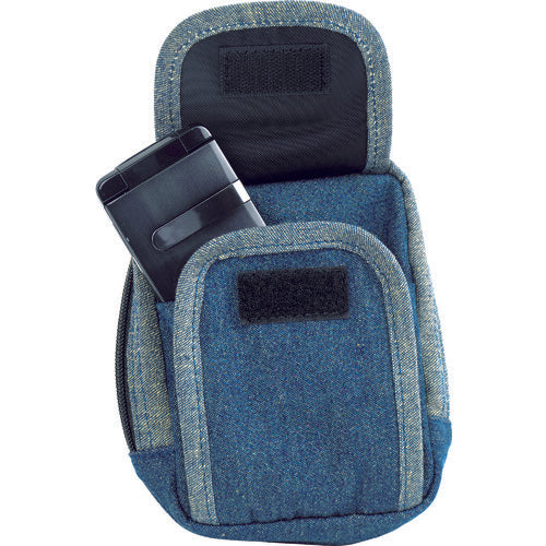 TRUSCO Denim Mobile Phone Case 2 Pockets Blue TDC-H101 1 pc