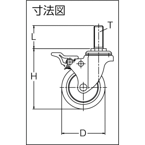 TRUSCO ねじ込み式静音エラストマーキャスター 自在 2段階ST付 75 TYST-75SEL-2S 1 個