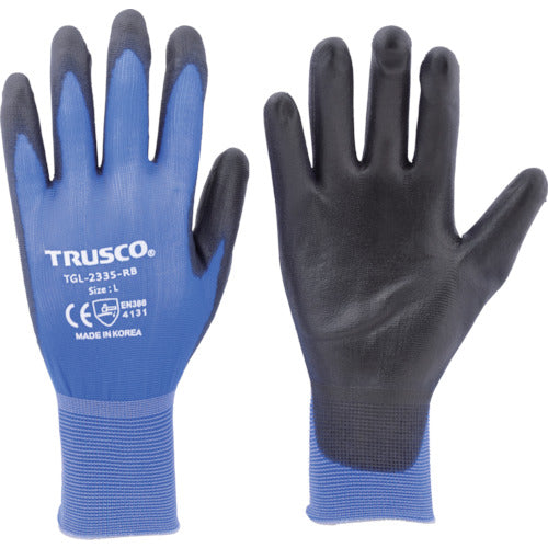 TRUSCO Ultra-thin nylon gloves with PU palm coating, royal blue, L, TGL-2335-RB-L, 1 pair