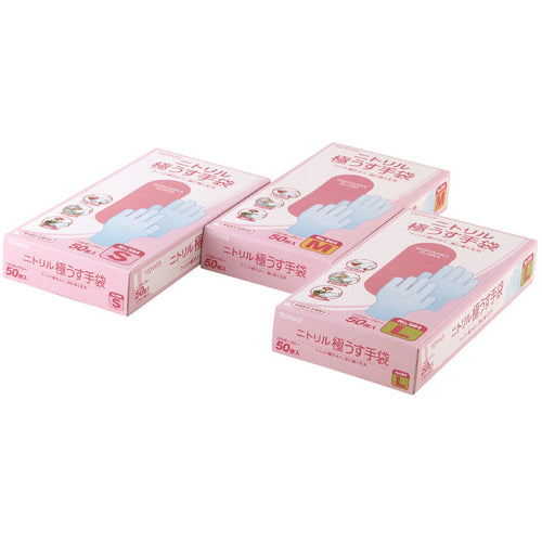 トワロン 使い捨て手袋 ニトリル極うす手袋 M (50枚入) 564-M 1 箱