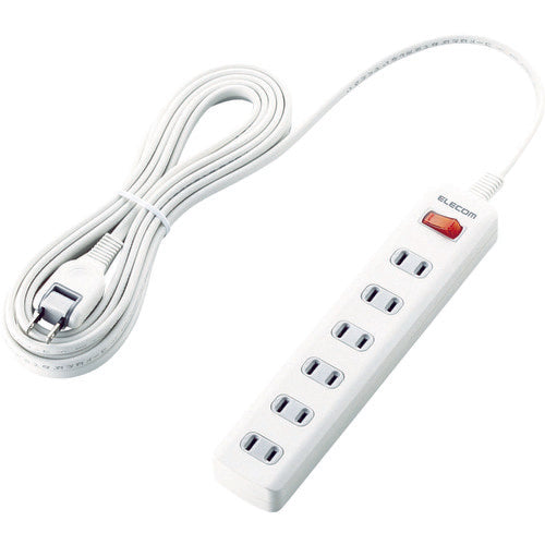 ELECOM Office Tap with Central Switch, Lightning Guard Tap, 6 Outlets, 2.5m, T-K3A-2625WH, 1 Piece