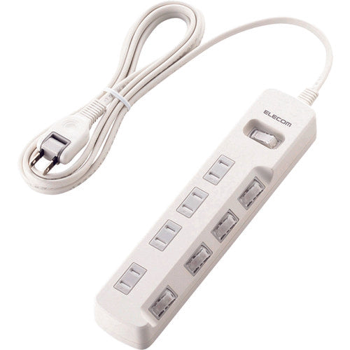 エレコム オフィス用タップ 一括&個別スイッチ付 雷ガードタップ 4個口 2.5m 白 T-K8A-2425WH 1 個