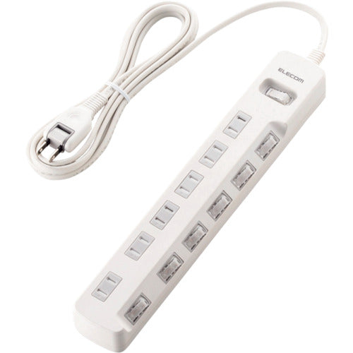 ELECOM 오피스용 탭 일괄&개별 스위치 부착 번개 가드 탭 6개구 2.5m 화이트 T-K8A-2625WH 1개