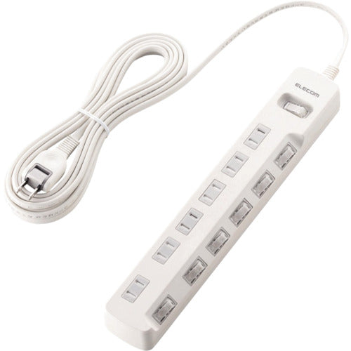 ELECOM 오피스용 탭 일괄&개별 스위치 부착 번개 가드 탭 6개 입 5m 화이트 T-K8A-2650WH 1개