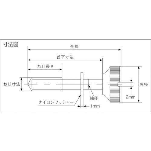 TRUSCO 足長ローレットつまみ SUS303 径14 ねじM4 全長18(ステンレス) TLK-14-M4-18 1 個
