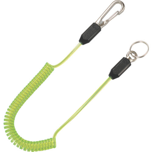 TOP スリム四角コイルセーフティコードHisqare イエローグリーン 最大長さ1250/自然長330mm SFC-212SYG 1 本