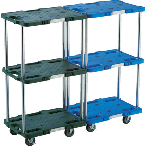 TRUSCO 樹脂製台車 ルートバン 2段式 370X500 4輪自在ストッパー付 青 MPB-502JS-B 1 台