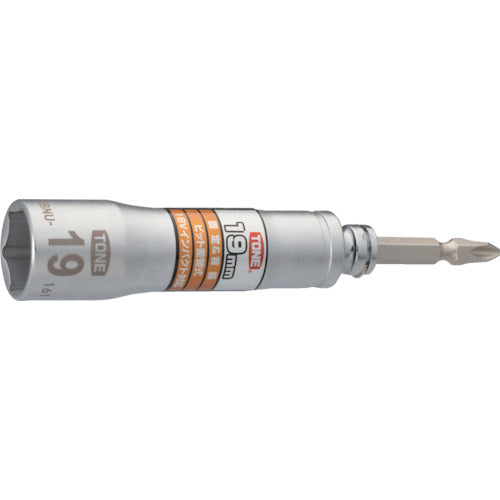 TONE 소켓 비트(전동 공구용) 교환식 유니버설 비트 소켓(록 타입) 대변 치수 19mm 2BNU-19 1개