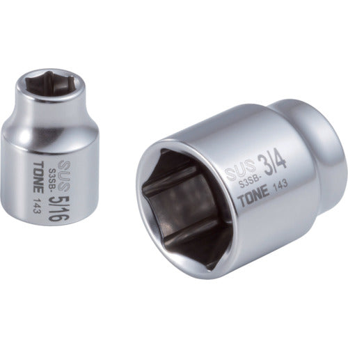 TONE SUS socket, 7/16 inch, total length 25mm, S3SB-14, 1 pc