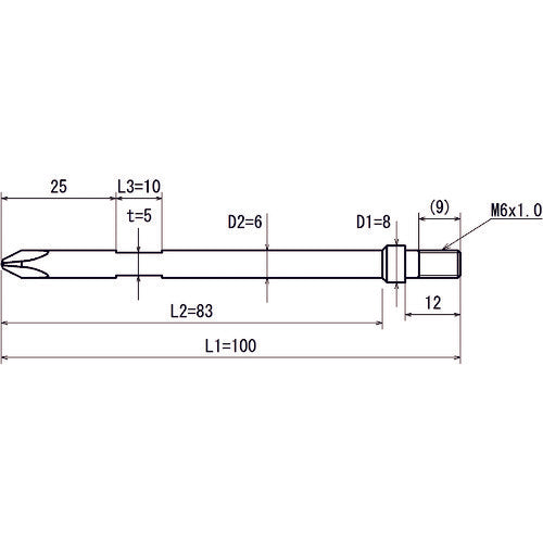 Omi Screw-type M6 insert for automatic machines +2 Total length 100 Step φ6 x 83 LL SS NV46-2-100-6 10 pieces
