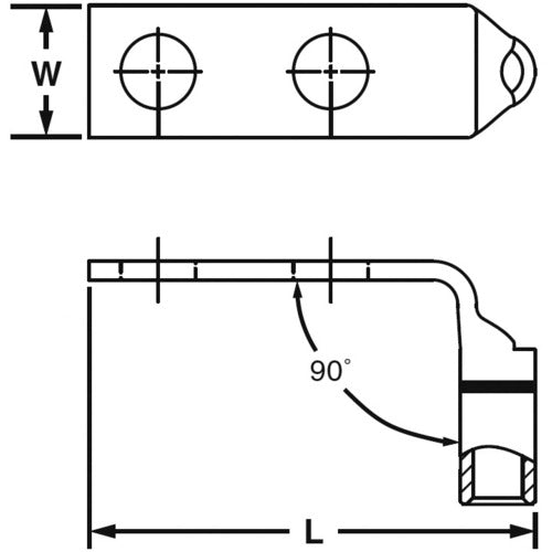 PANDUIT 구리제 압축 단자 표준 배럴 2구멍 90° 앵글 (50개입) LCD10-14AF-L 1봉