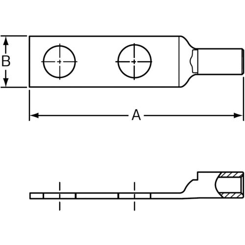 PANDUIT Copper Compression Terminal Standard Barrel 2 Holes (50 Pieces) LCD10-14A-L 1 Bag