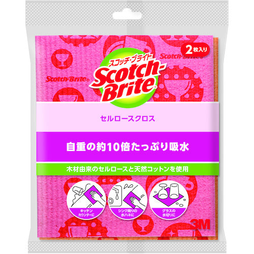 3M 스카치 브라이트 셀룰로오스 크로스 디자인 시리즈 핑크 오렌지 각 1장입 CCL-D2 1 PK