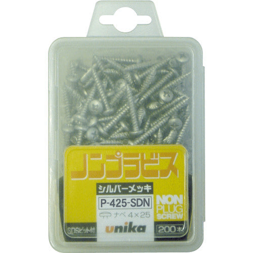 UNIKA Plugless Anchor Non-Plastic Screw Silver Pan Head B Drillless P-570SDN (40 Pieces) P-570-SDN 1 PK