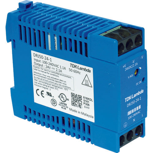 TDK-Lambda DIN rail mounting dedicated unit type power supply DRJ 50W block terminal DRJ50-24-1 1 unit