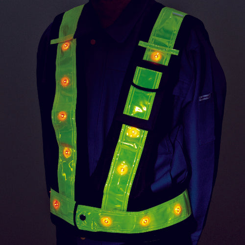 Midori Juji Multifunctional LED Safety Vest Orange/Green Emitting/White Reflective Multifunctional LED Vest-OW-W Free Size Mesh Fabric 238100 1 Unit