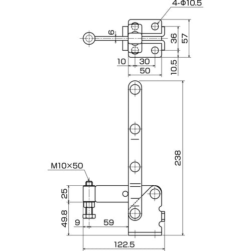 育良 下方押え型トグルクランプ 垂直ハンドル(31328) ISK-44A0 1 個