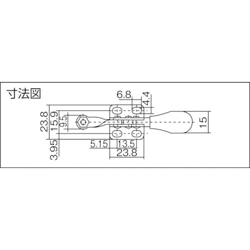 育良 下方押え型トグルクランプ スチール 水平ハンドル(31104) クランプアーム移動角度75° フランジベース 締付力0.27kN ISK-HH1500 1 個