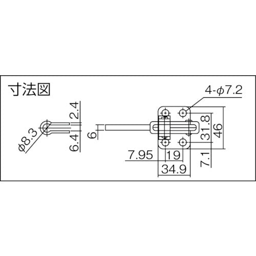育良 下方押え型トグルクランプ スチール 垂直ハンドル(31304) クランプアーム移動角度100° フランジベース 締付力2.27kN ISK-HV3500 1 個