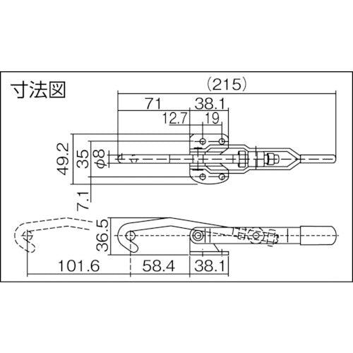 育良 引き止め専用型トグルクランプ スチール(31510) フランジベース 引圧力1.7kN 調整量101.6mm ISK-PA2500 1 個